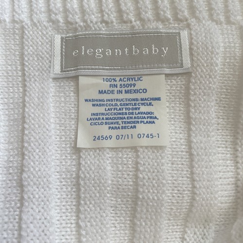 Elegant Baby White Cotton Knit Baby Blanket Crib Infant Throw Swaddle Gift NWOT - Picture 4 of 4