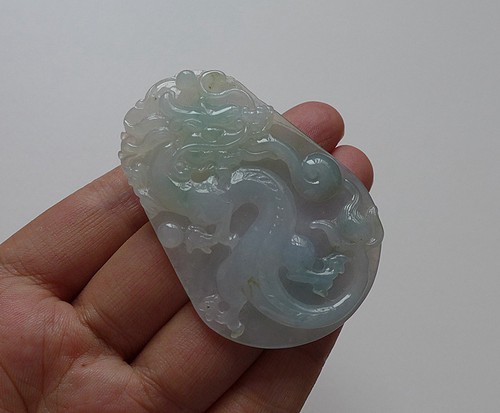 Fine Natural Type A Icy Lavender Jadeite Jade Dragon Jewelry Pendant - Picture 3 of 12