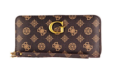 GUESS G VIBE Large Zip Around Mocha Logo, Damen-Geldbörse Portemonnaie Wallet