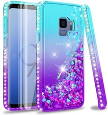 LeYi Galaxy S9 Case with PET Screen Protector [2 pack], Girl Women 3D Glitter Li