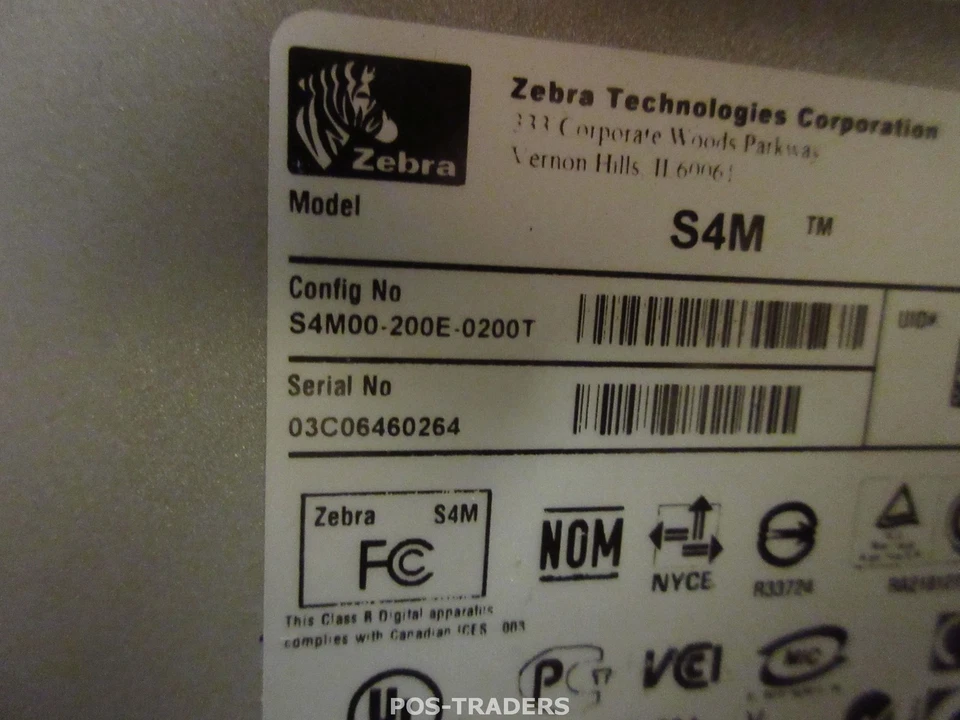 ZEBRA S4M S4M00-200E-0200T Thermo Label LAN + USB Drucker Printer 1,039,072 INCH - Bild 3 von 4