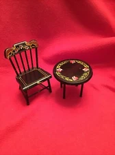 VTG 1950’s Miniature Doll House Furniture- Side Chair & Table.  Lancaster City.