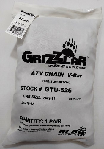 Grizzlar GTU-525 ATV Tire Chains Ladder 24x9-11 24x10-11 24x10-12 25x10.00-12 - Picture 7 of 9