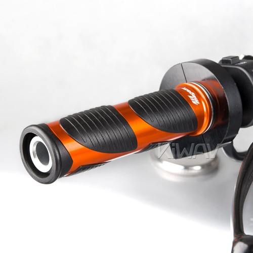 Wave style grips black TPR +orange aluminum trim 22mm x2 fits Kawasaki - Picture 4 of 5