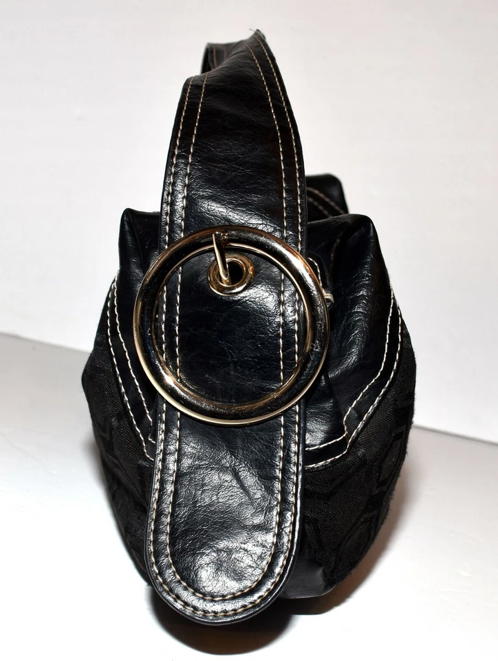 Bolso Hobo Axcess by Liz Claiborne Negro Geométrico Algodón Lona Imitación Cuero Foto 4 de 4