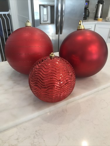 7” ADORNOS BOLA ROJA MATE (2)-& 1 Grande 5.5” Jumbo Grande Navidad NUEVO RAZ Set/3 - Imagen 5 de 9