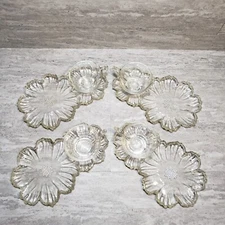 Garden Club by Colony Clear Glass Snack Cup and Plate Set Vintage Flower Design