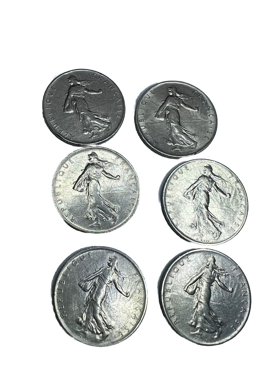 France 1 Franc 1960 KM#925.1 LOT OF 6 COINS Excellent Condition