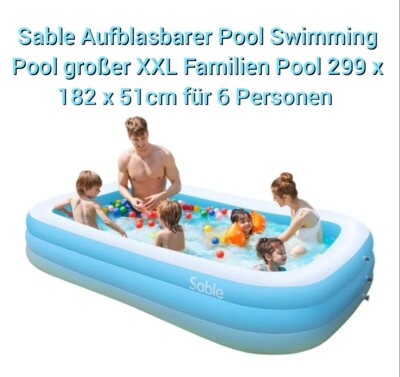 Großer XXL Familien Pool Aufblasbar Swimming Pool Schwimmbecken 299 x 182 x 51cm