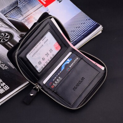 Men's Leather Zipper Wallet Multi-card Slot Purse Credit Card Holder Clutch Bag