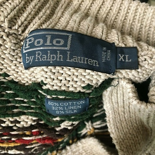 Rare Vintage Ralph Lauren Polo Linen Silk Snowflake Sweater Shirt Jacket Winter - Picture 7 of 7