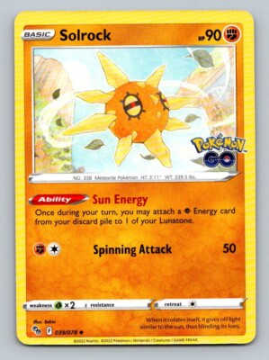 2022 Pokemon Card Pokémon GO Solrock 39/78