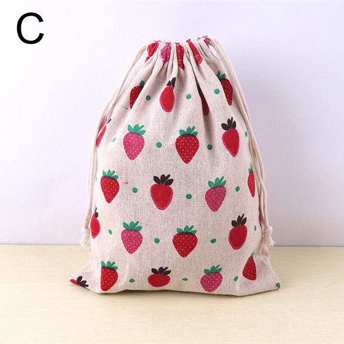 Cotton Linen Fabric Pouch Drawstring Bag Kids Travel Cloth Shoes Storage Bag AU - Picture 3 of 12