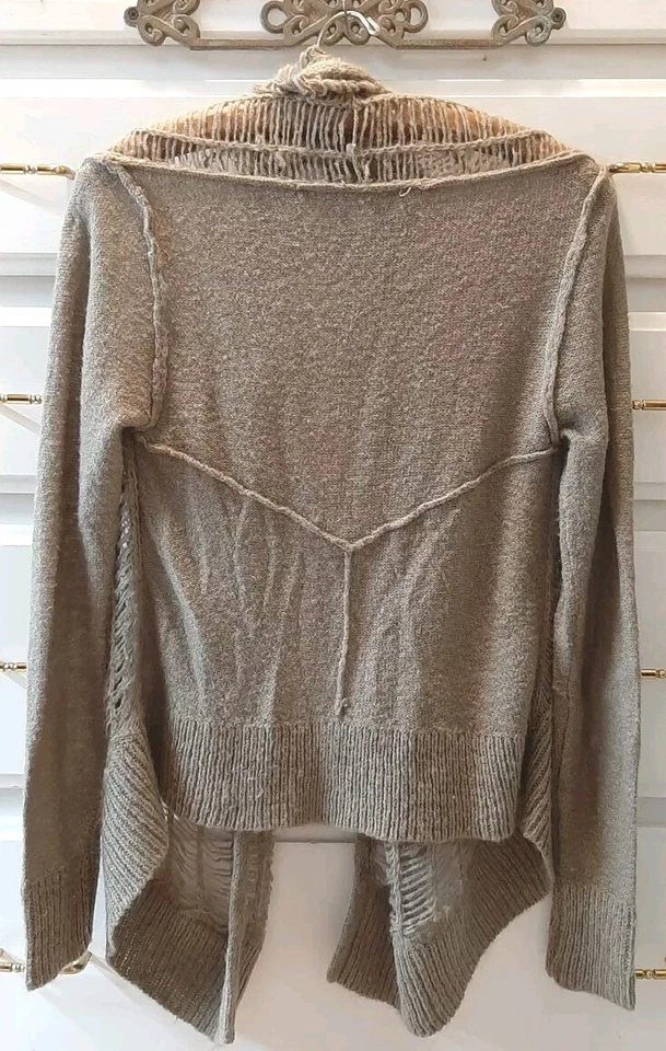 Cárdigan Suéter Kensie XS Tejido Transparente Abierto Tostado Grunge Envejecido Boho Chic Foto 2 de 4