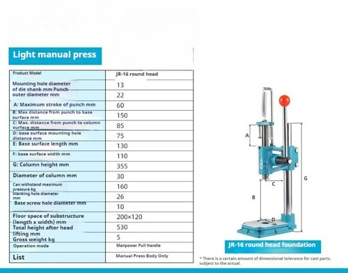 Type 16, Type 32 Manual Press, Small Hand Press Cutting Hole Pressure Riveting - Picture 11 of 22