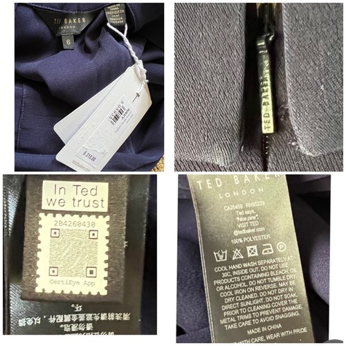 NWT New $315 Ted Baker Flan Utility Navy Blue Longsleeve Pocket Jumpsuit 6/14 - Picture 9 of 9