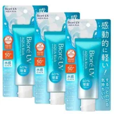 KAO Biore UV Pack of 3 Aqua Rich Watery Essence Sunscreen SPF50+/PA++++ 70g ....