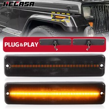 Hecasa For Jeep Wrangler Yj 1987-1995 Smoked Led Bumper Side Marker Lights Amber Hecasa For Jeep Wrangler Yj 1987-1995 Smoked Led Bumper Side Marker Lights Amber