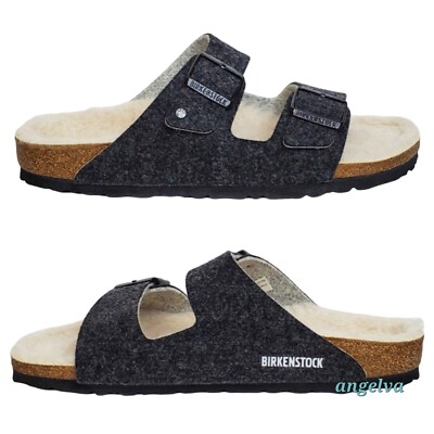 Birkenstock Arizona Rivet wool Sandals Doubleface Gray  display picture 1