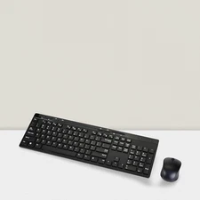 Wireless Keyboard and Mouse Combo Full-Sized QWERTY 2.4 GHz USB Receiver Black