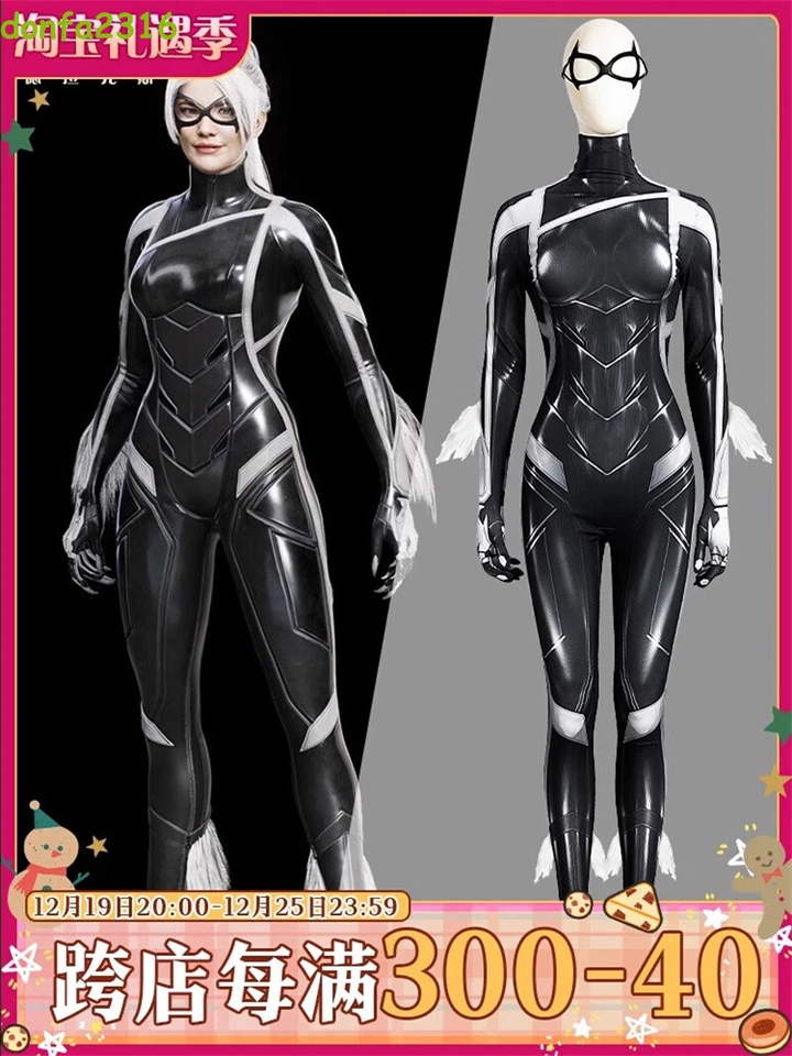 Spider-Man Felicia Hardy Battle Suit Bodysuit Cosplay Jumpsuit Black Cat Outfit - Image 2 of 4