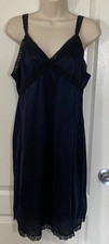 Vintage Union Made Slip Dress Womens Blue 40 Baby Doll Nylon Lace Lingerie Fairy