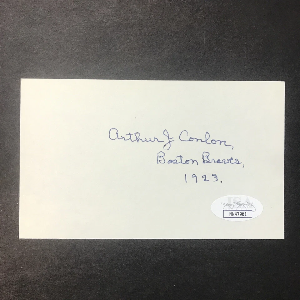 Arthur J. Conlon Signed 3x5 Index Card MLB Boston Braves JSA CERTIFIED Autograph - Image 3 of 4