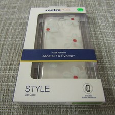 FUNDA GEL ESTILO METROPCS PARA ALCATEL 1X EVOLVE, FLOR BLANCA, ¡¡LEER!! 5364