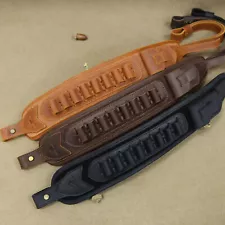 Hunting Leather Rifle Sling Padded Shoulder Gun Strap Ammo Holder.30/30 .308 .22