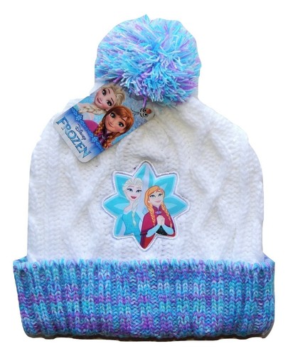 Disney Frozen Elsa Anna Strick Winter Bommel Beanie Mütze mit optionalen SMS Handschuhe Neu mit Etikett - Bild 2 von 4