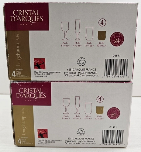 (8) Cristal D'Arques Longchamp Ruby Double Old Fashioned Set Crystal France Lot - Picture 20 of 24