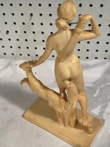 Vintage 12" Skulptur/Statue Made in Italy Jägerin Hirsch Akt - Bild 4 von 7