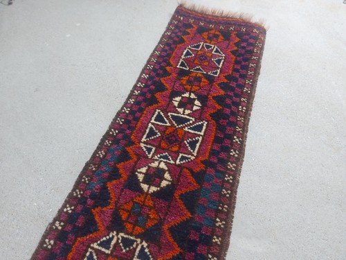 Vintage Rug 250x26cm Nomadic Afghan Narrow Runner Nice wool rug Ethnic rug