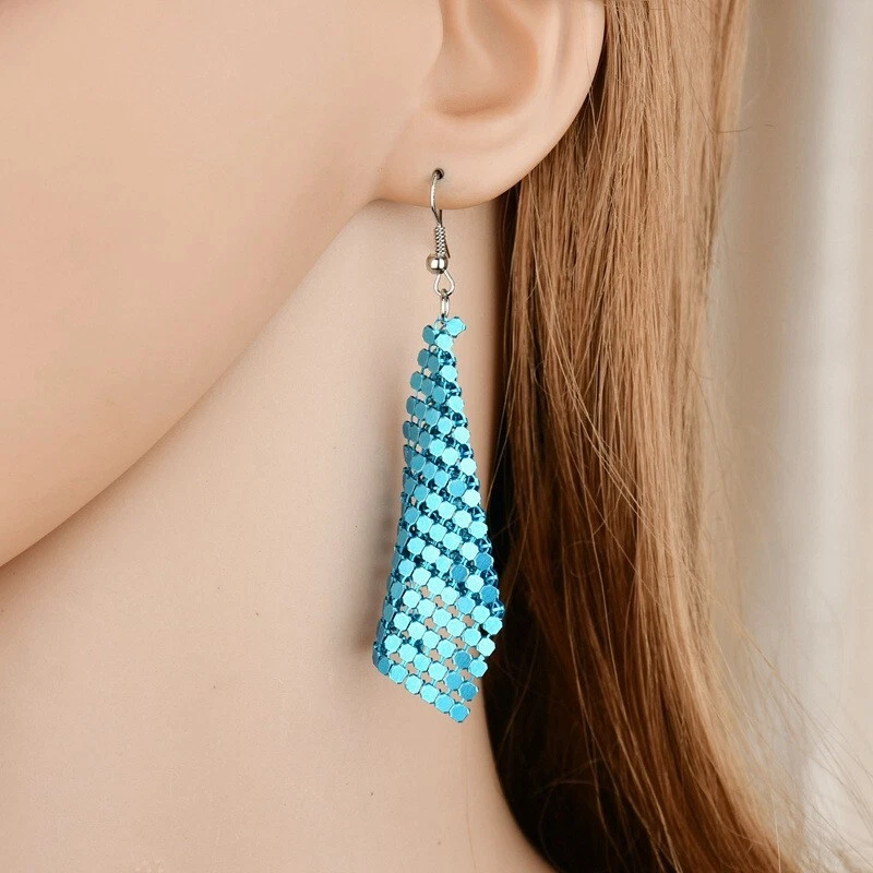 Fashion Women Retro Jewelry Earring Irregular Bling Sequin Mosaic Style 1694 - Image 2 of 4