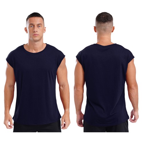 Herren Freizeit Ärmellos Rundhals T-Shirt Einfarbig Weste Muskel Tank Tops - Bild 55 von 85