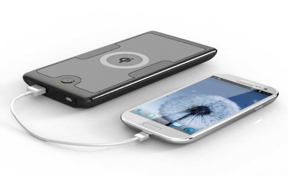 Batterie externe 6000 mAh Qi chargeur sans fil universel induction blanc léger