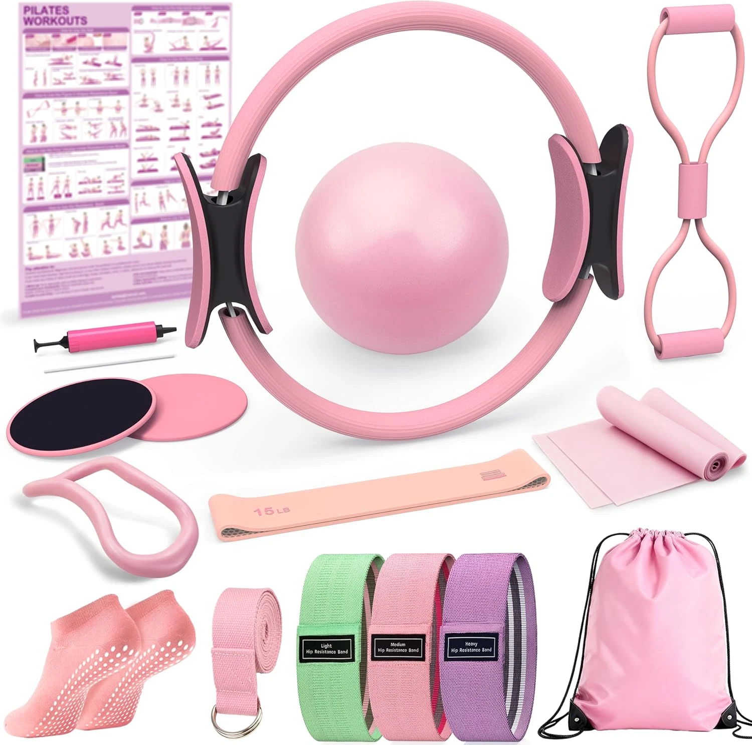 Pilates Kit for Home Workouts, Pilates Equipment Ring and Ball Set, Pilates Esse