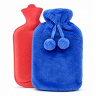 2L Hot Water Bottle with Blue Fleece Cover Reusable Bed Warmer 67 oz