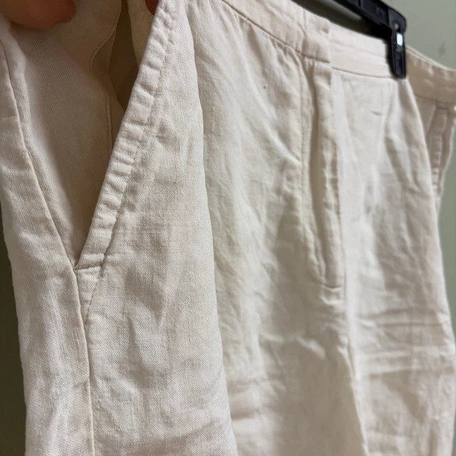 Pantalones Cortos Eileen Fisher Mujer Lino Orgánico Talla 14 Crema Informales Foto 2 de 4