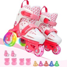 Kids Quad Roller Skate,Roller Skates for Girls Boys,3-Point Balance Roller Sh...