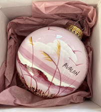 Vintage Hand Painted Pink Glass Ornament Seas...