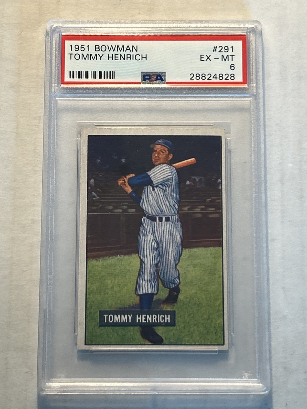 1951 Bowman #291 High Number Tommy Henrich PSA 6
