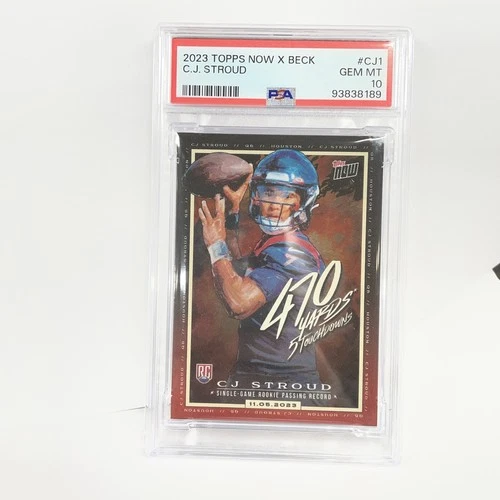 C.J Stroud 2023 Topps Now X Tyson Beck 470 Yards 5 TD's Rookie RC PSA 10 GEM