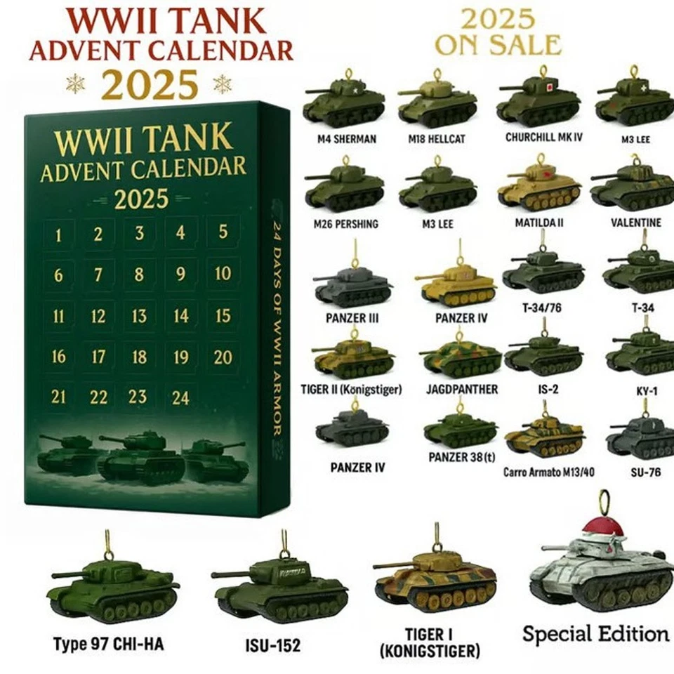 24pcs WWII Tank Advent Kalender Militär Modell Blind Box Acryl Tank Ornamente - Bild 2 von 4