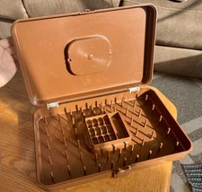 Vintage Wilson WIL-HOLD Sewing Box Brown Thread & Bobbin Box Vintage Plastic