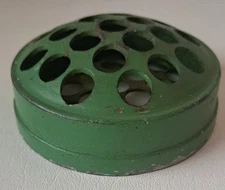 Rare NEVERTIP #3 green Vintage Florist Metal Domed FLOWER FROG 21 Holes