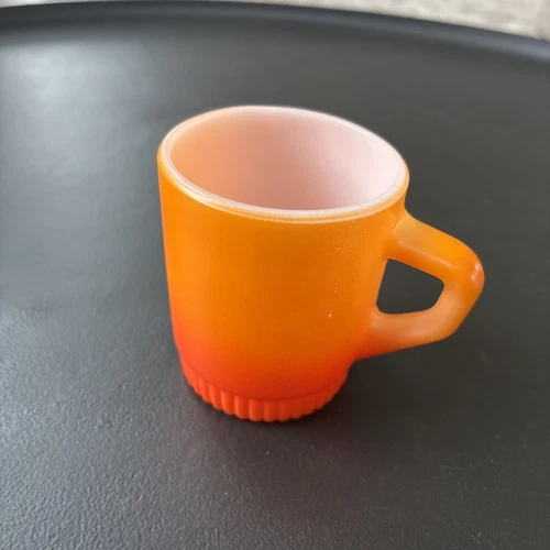 Vintage Fire King Orange Ombré Mug Stackable Coffee Cup Anchor Hocking