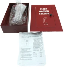 GE SECURITY WARDEN FLOOR STATION ( RED ) 6830-NY-F With Edwards Backbox & Phone