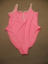 OLD NAVY Size L Womens Pink Unlined Wireless 1/2 Zip One-Piece Swimming Suit 8N