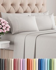 King 6 Piece Bed Sheet Set - Breathable Cooling Sheets - French Grey